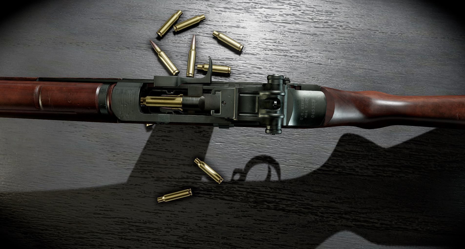 M14 Battle Rifle Low-poly 3D model_10