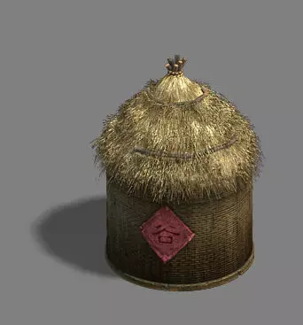 granary straw hut with roof 3D model