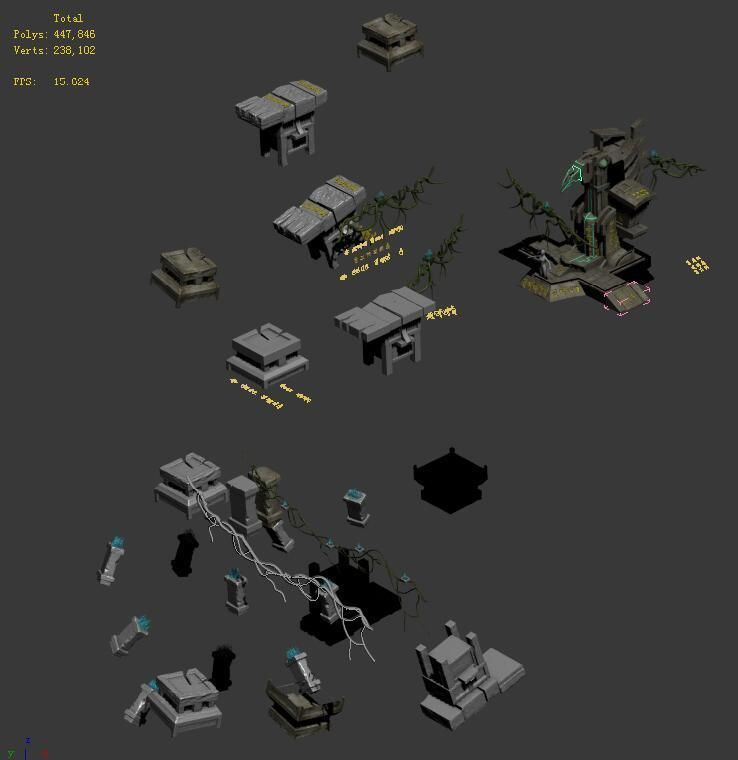 Maya monuments - debris 3D model_1