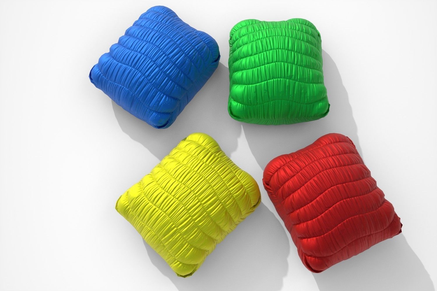 Poufs pillow multi-colored bright Low-poly 3D model_4