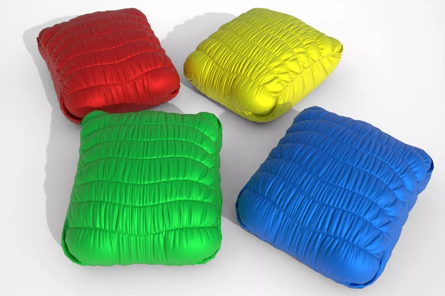 Poufs pillow multi-colored bright Low-poly 3D model_0