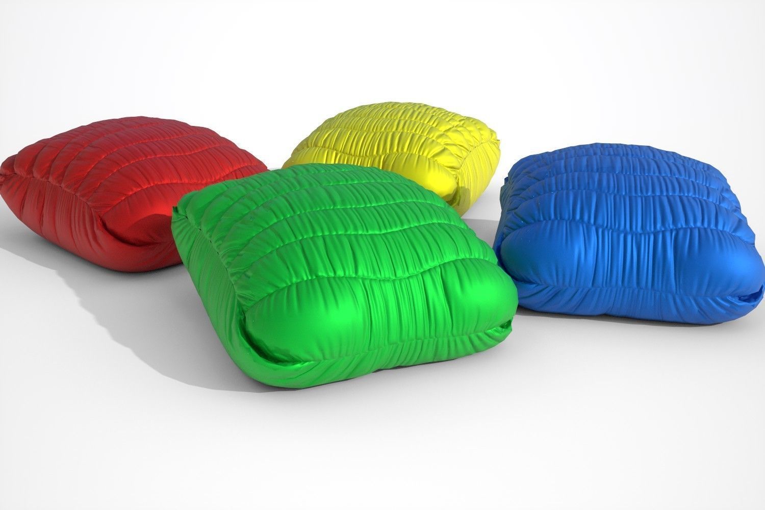 Poufs pillow multi-colored bright Low-poly 3D model_2