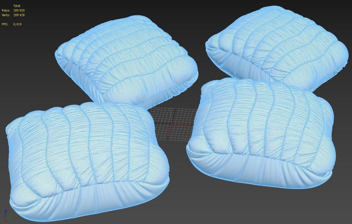 Poufs pillow multi-colored bright Low-poly 3D model_7