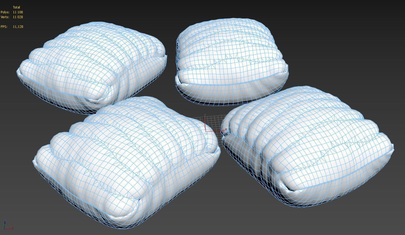 Poufs pillow multi-colored bright Low-poly 3D model_9