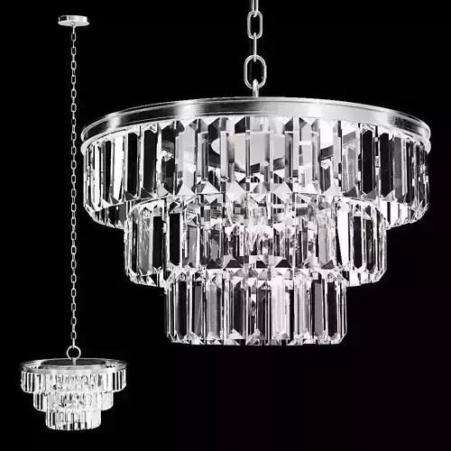 RH ALAINE CRYSTAL CLEAR GLASS 3-TIER CHANDELIER Silver