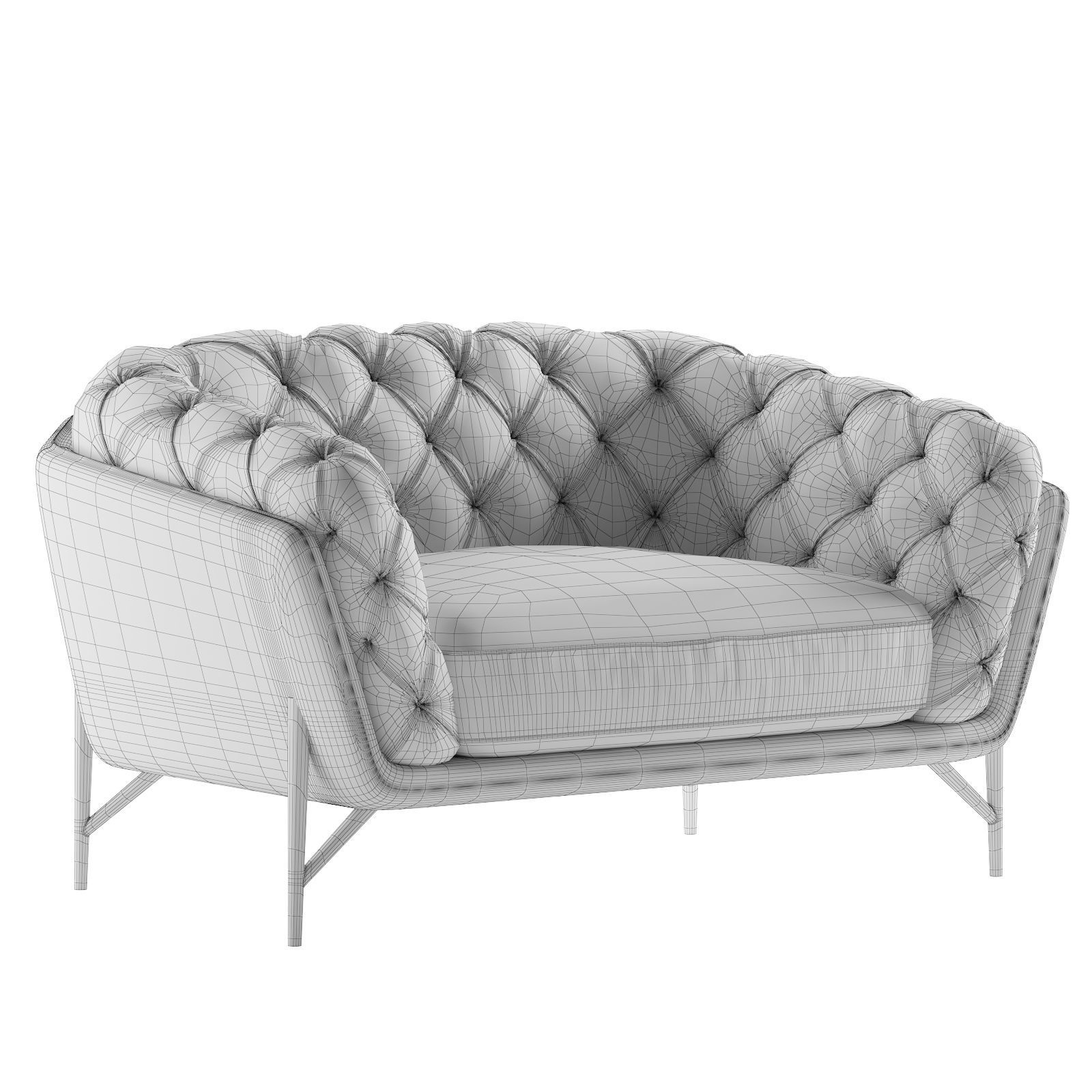 Calia Italia armchair art nouveau 3D model_2