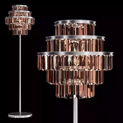 RH ALAINE CRYSTAL SMOKE GLASS FLOOR LAMP Silver