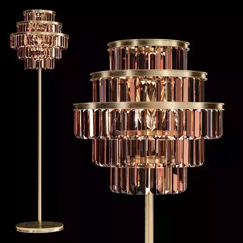 Restoration Hardware ALAINE CRYSTAL SMOKE GLASS FLOOR LAMP Brass 3D model