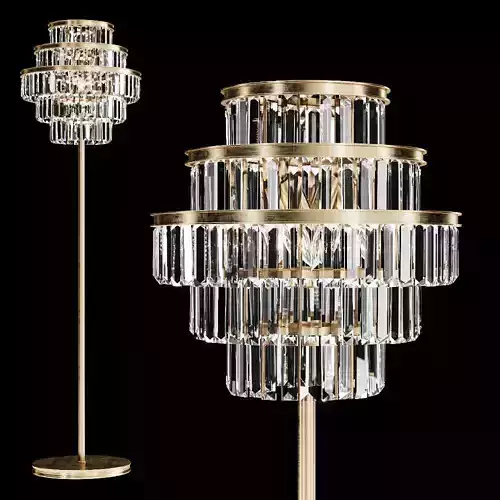 Restoration Hardware ALAINE CRYSTAL CLEAR GLASS FLOOR LAMP Brass 3D model