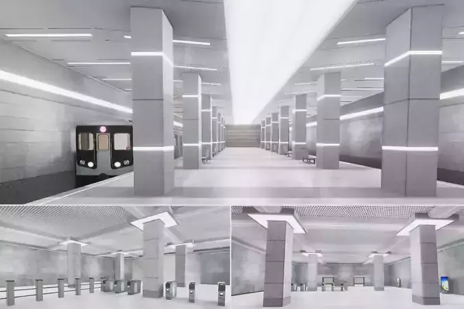 Subway Station 02 Low-poly 3D model