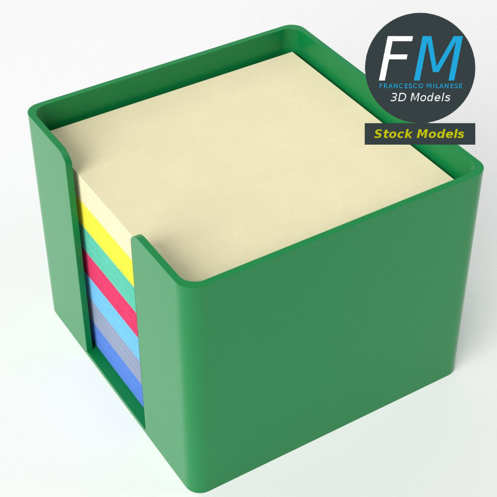 Notes cube holder 3D model_5