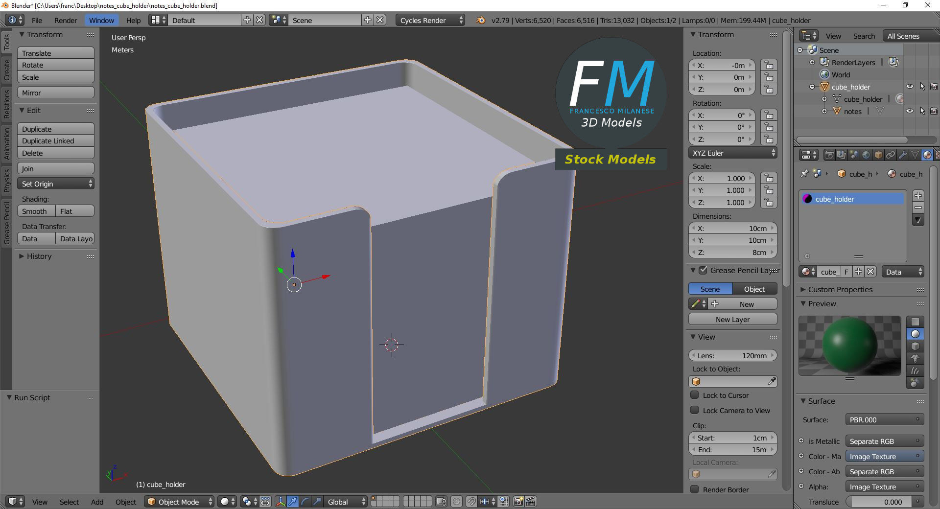 Notes cube holder 3D model_9