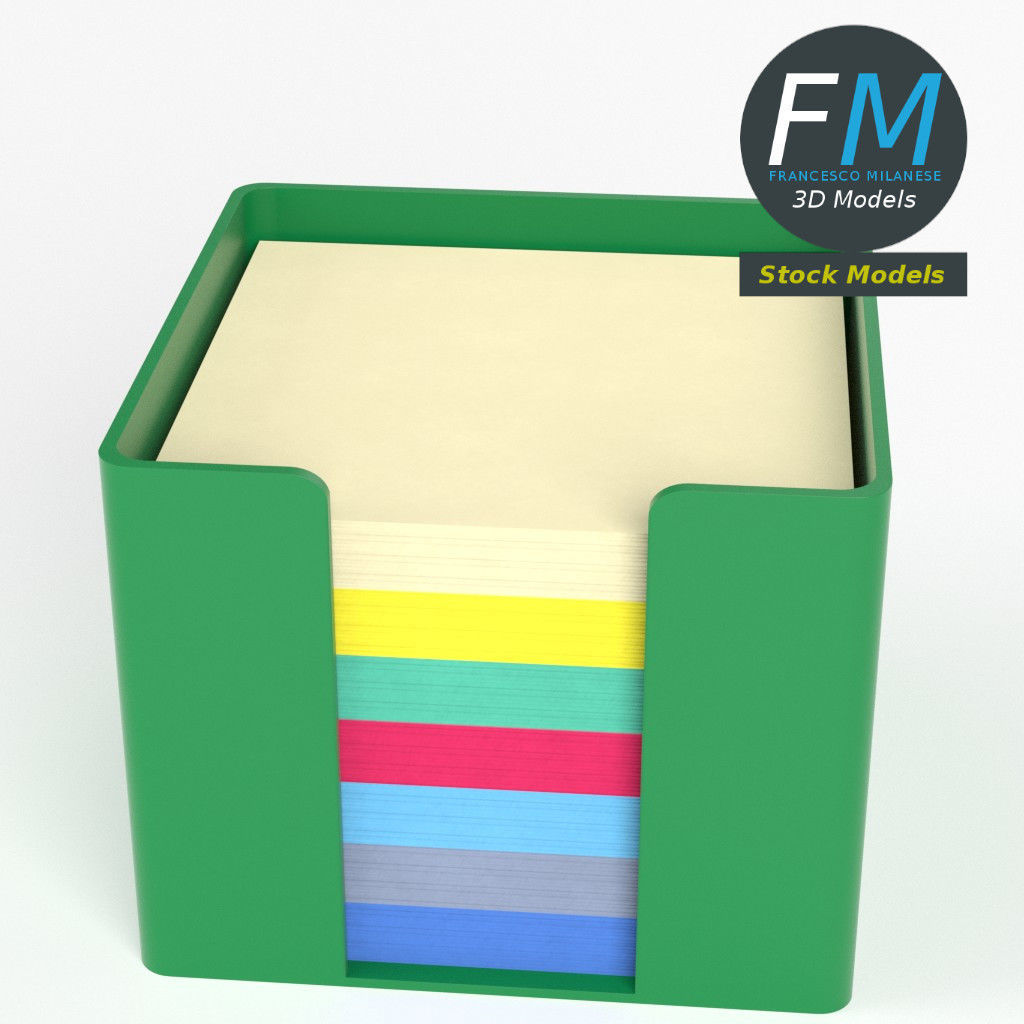 Notes cube holder 3D model_2