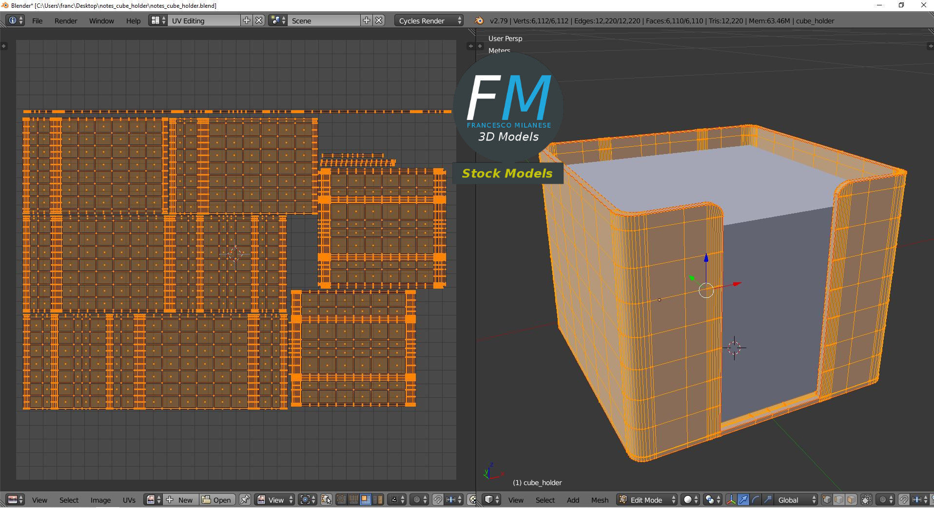 Notes cube holder 3D model_10