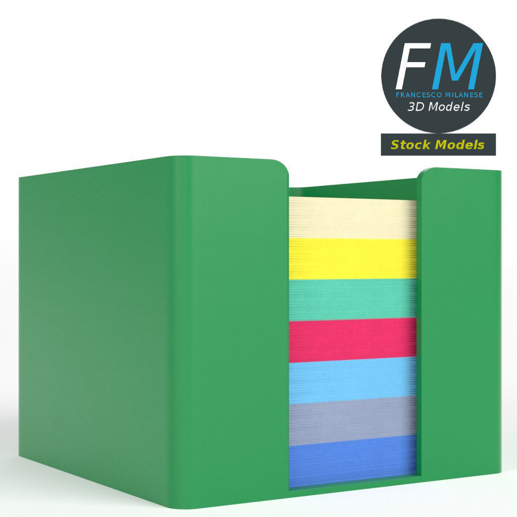 Notes cube holder 3D model_3
