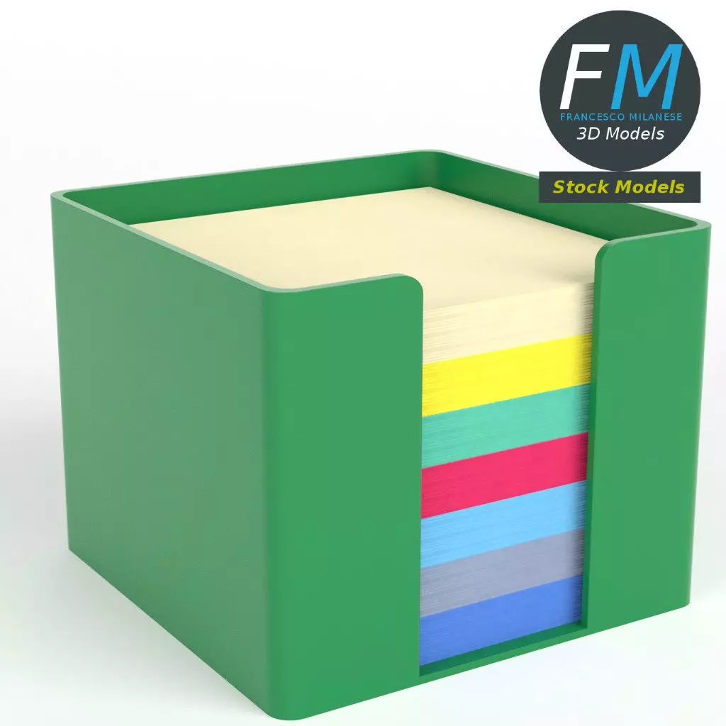 Notes cube holder 3D model_0