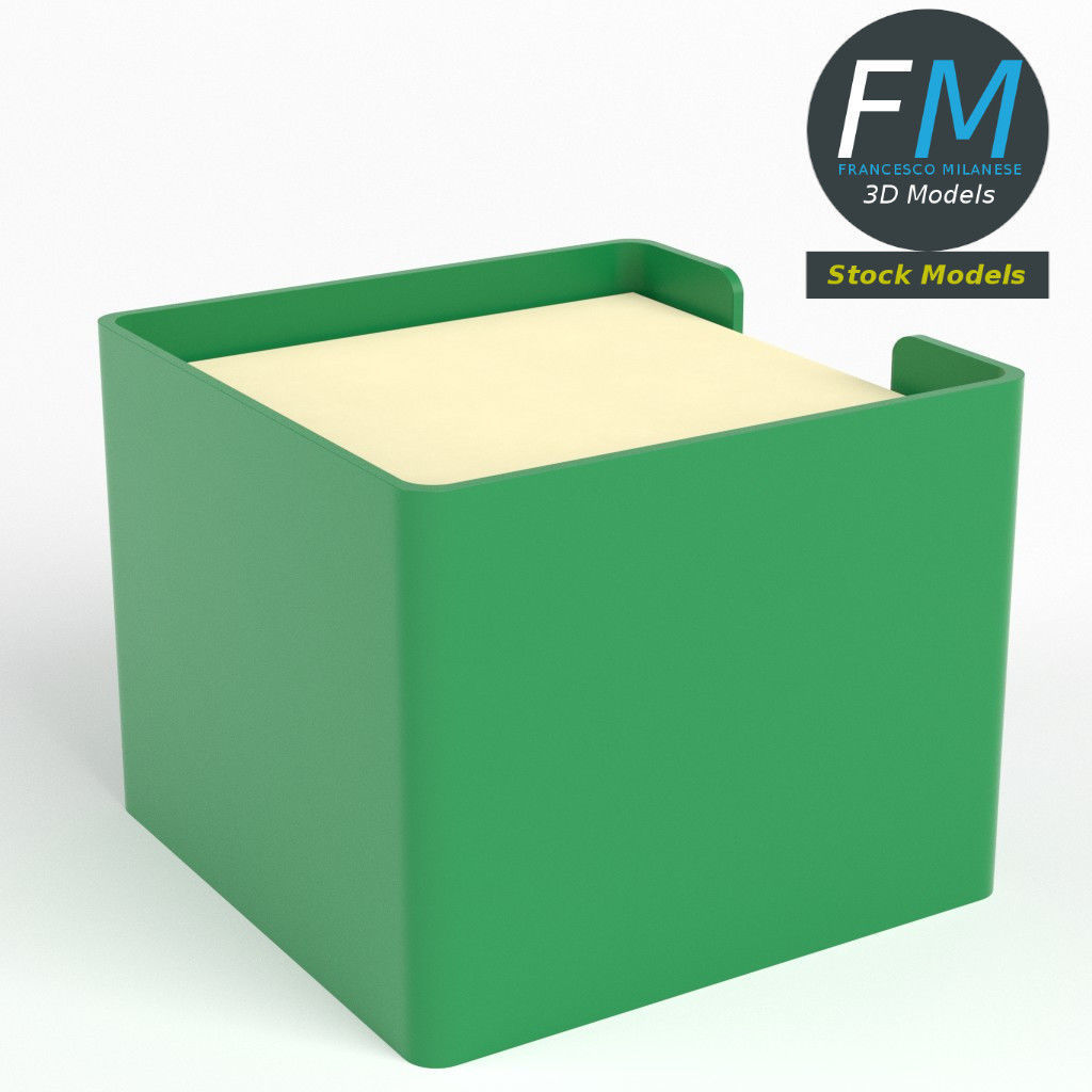 Notes cube holder 3D model_4