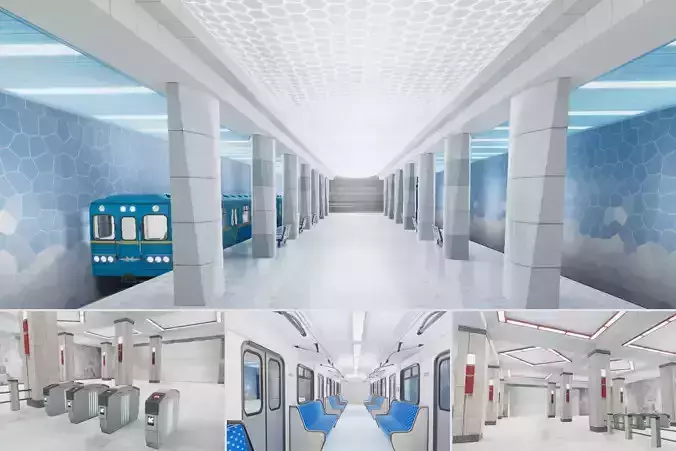 Subway Station 01 Low-poly 3D model