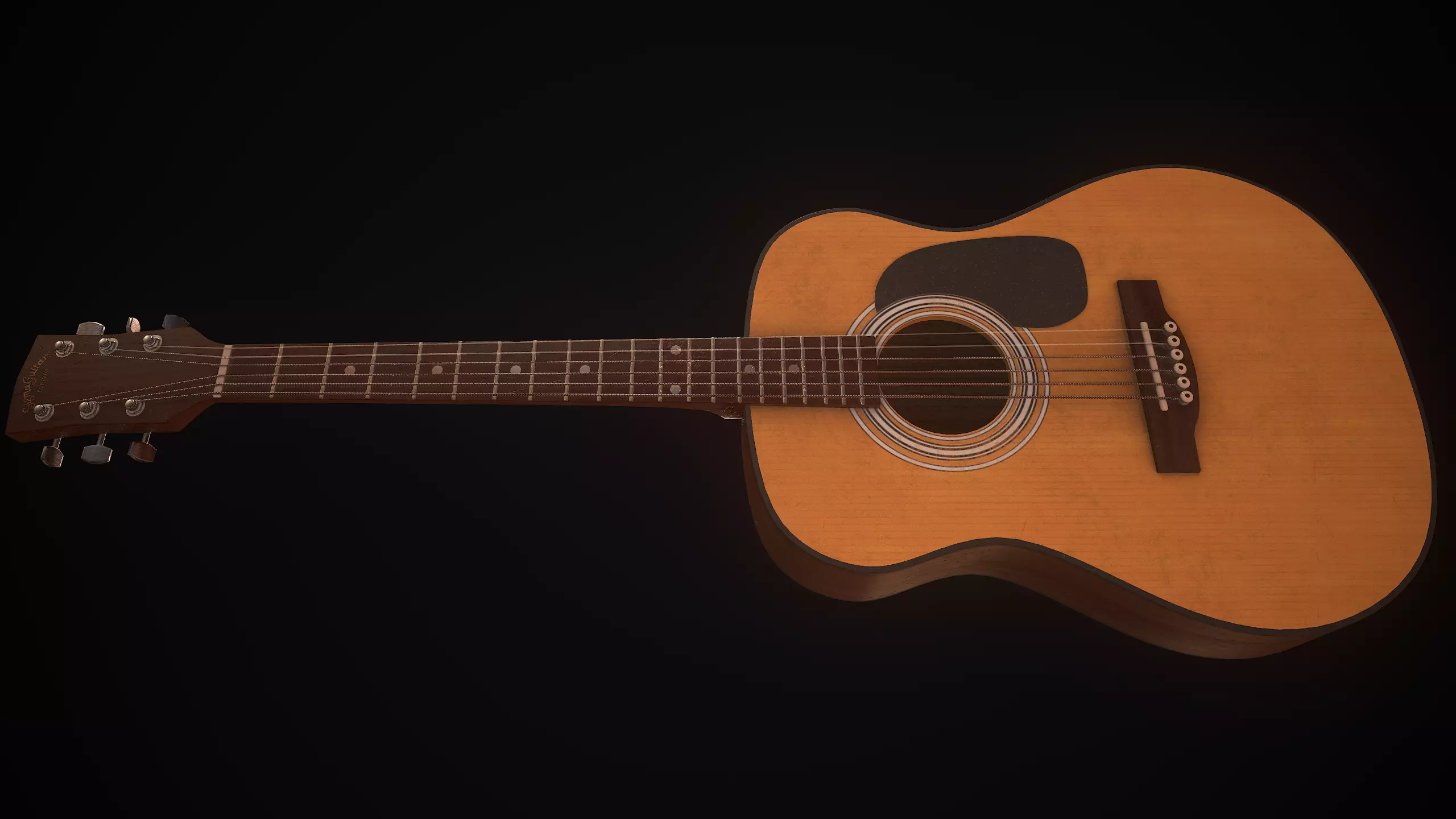 Acoustic guitar PBR Game Ready Free low-poly 3D model