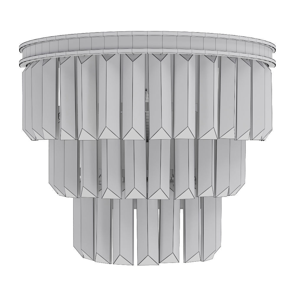 Restoration Hardware ALAINE CRYSTAL SMOKE GLASS SCONCE Brass 3D model_1