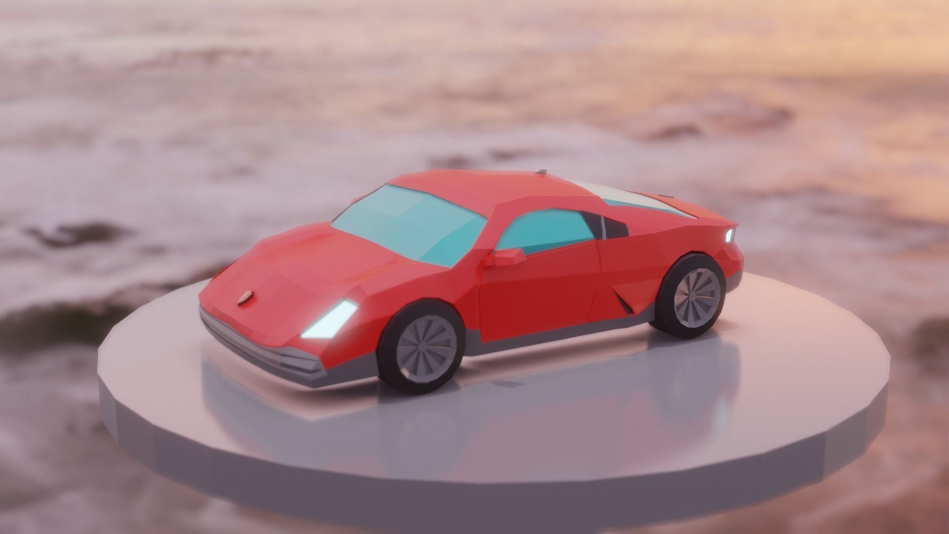 Sports Car Low-poly 3D model_2