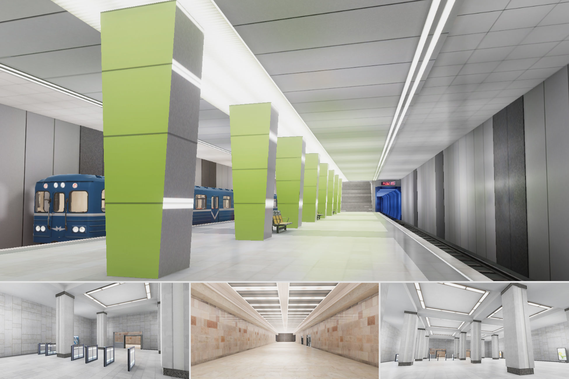 Subway Stations Bundle - 6 Scenes Low-poly 3D model_3