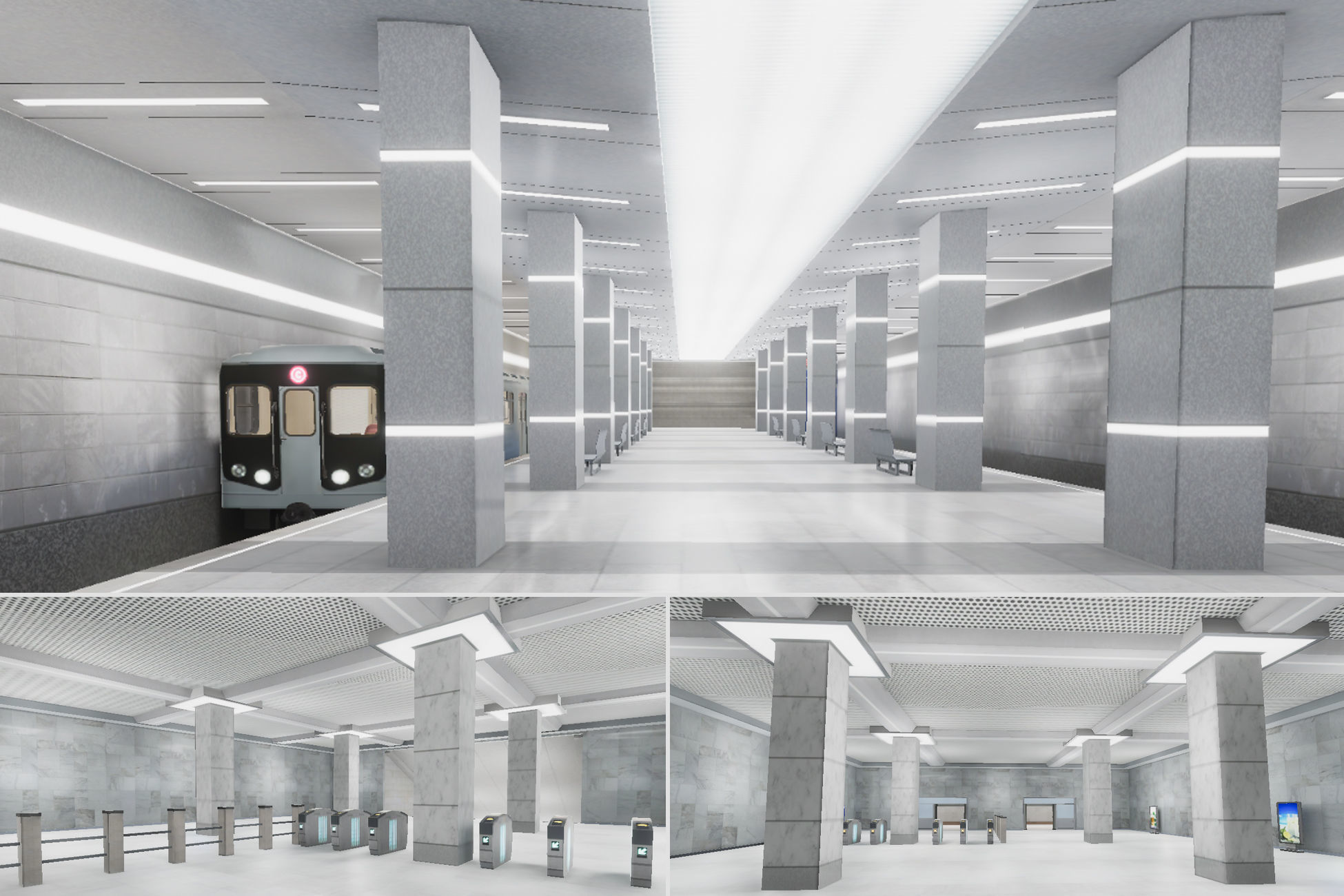 Subway Stations Bundle - 6 Scenes Low-poly 3D model_2