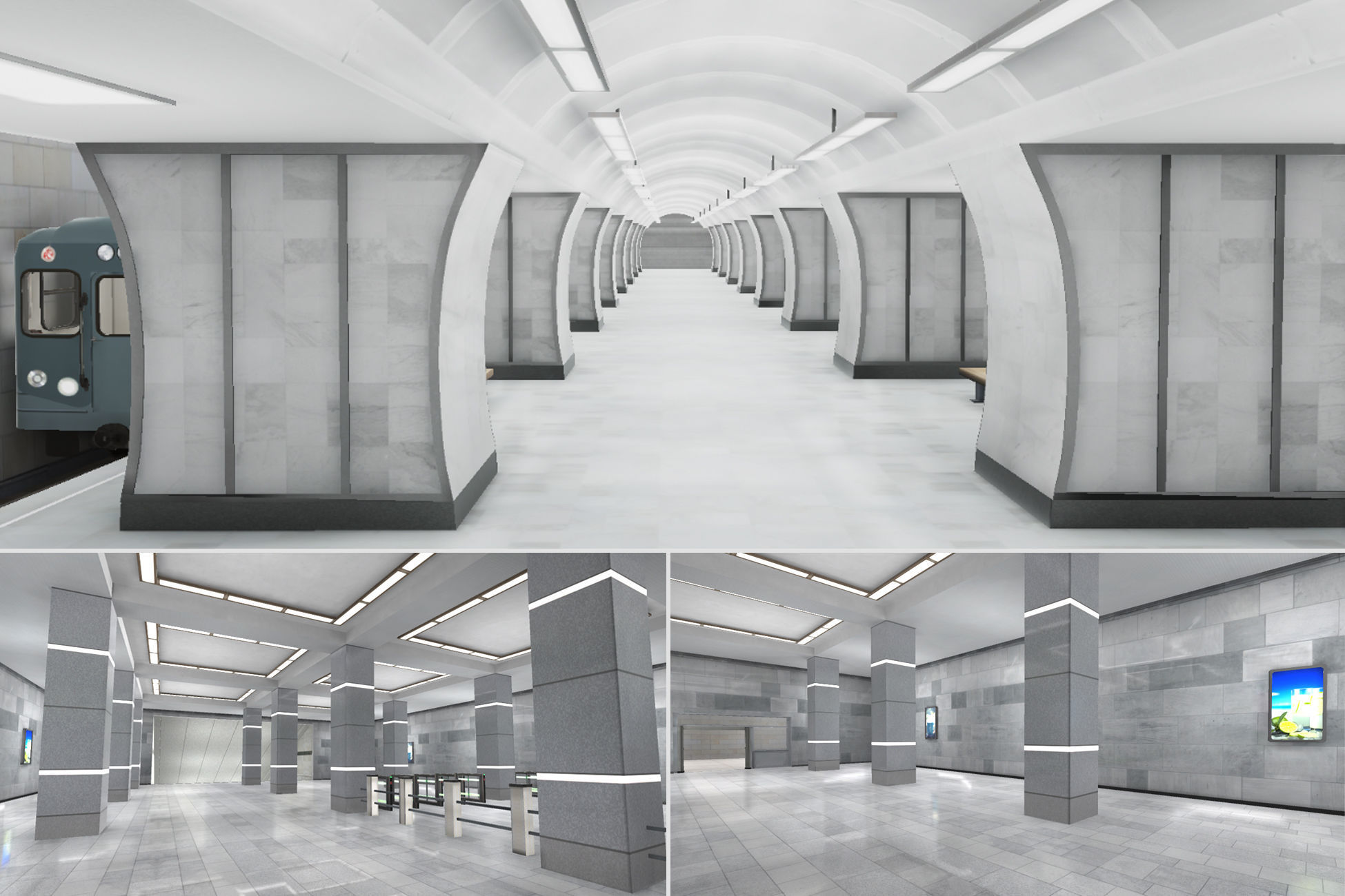 Subway Stations Bundle - 6 Scenes Low-poly 3D model_6