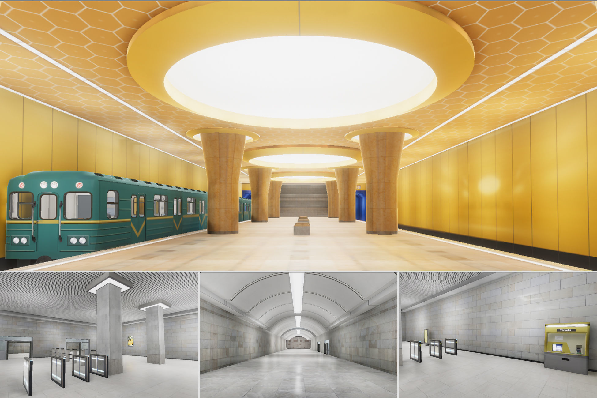 Subway Stations Bundle - 6 Scenes Low-poly 3D model_5