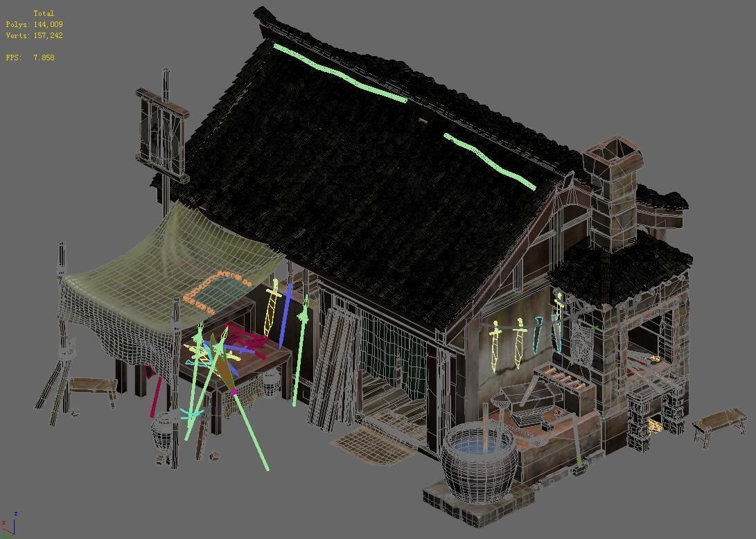 Ordinary town - blacksmith shop 3D model_3