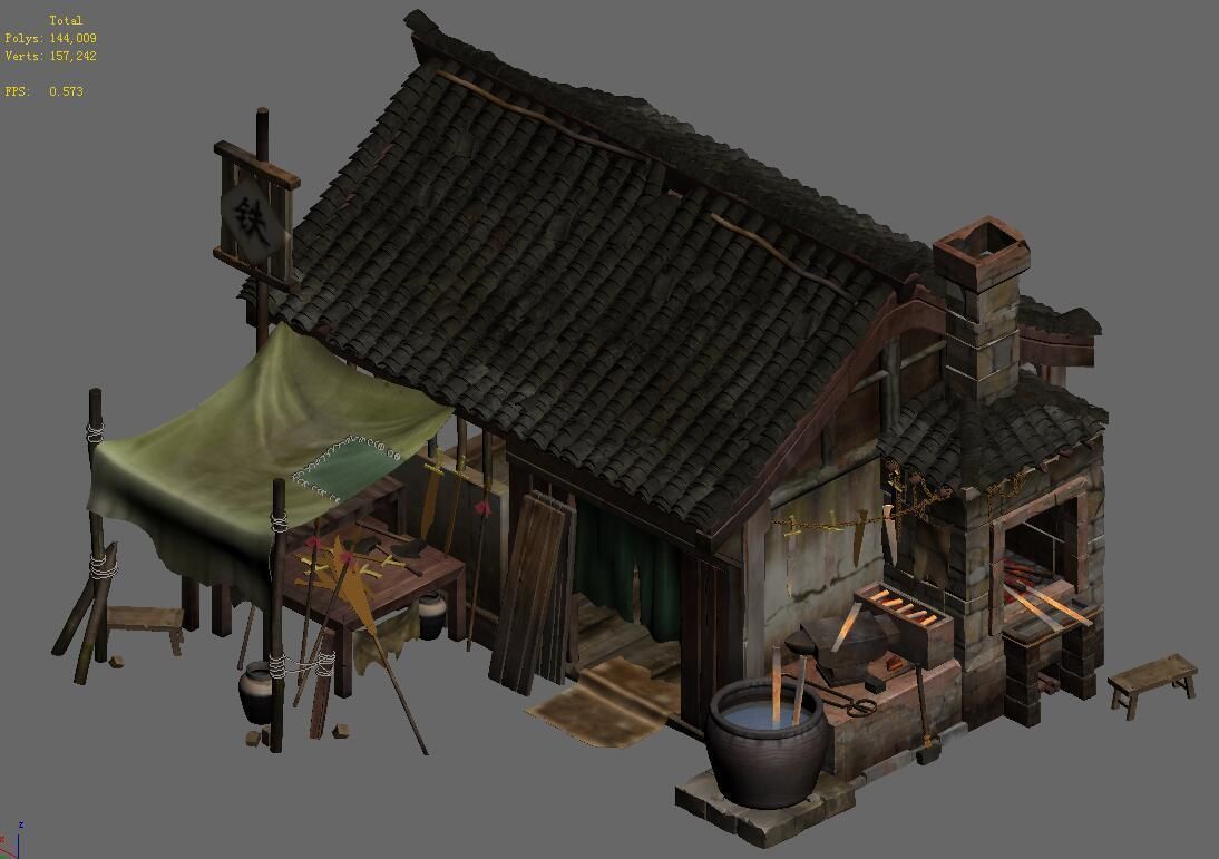 Ordinary town - blacksmith shop 3D model_2
