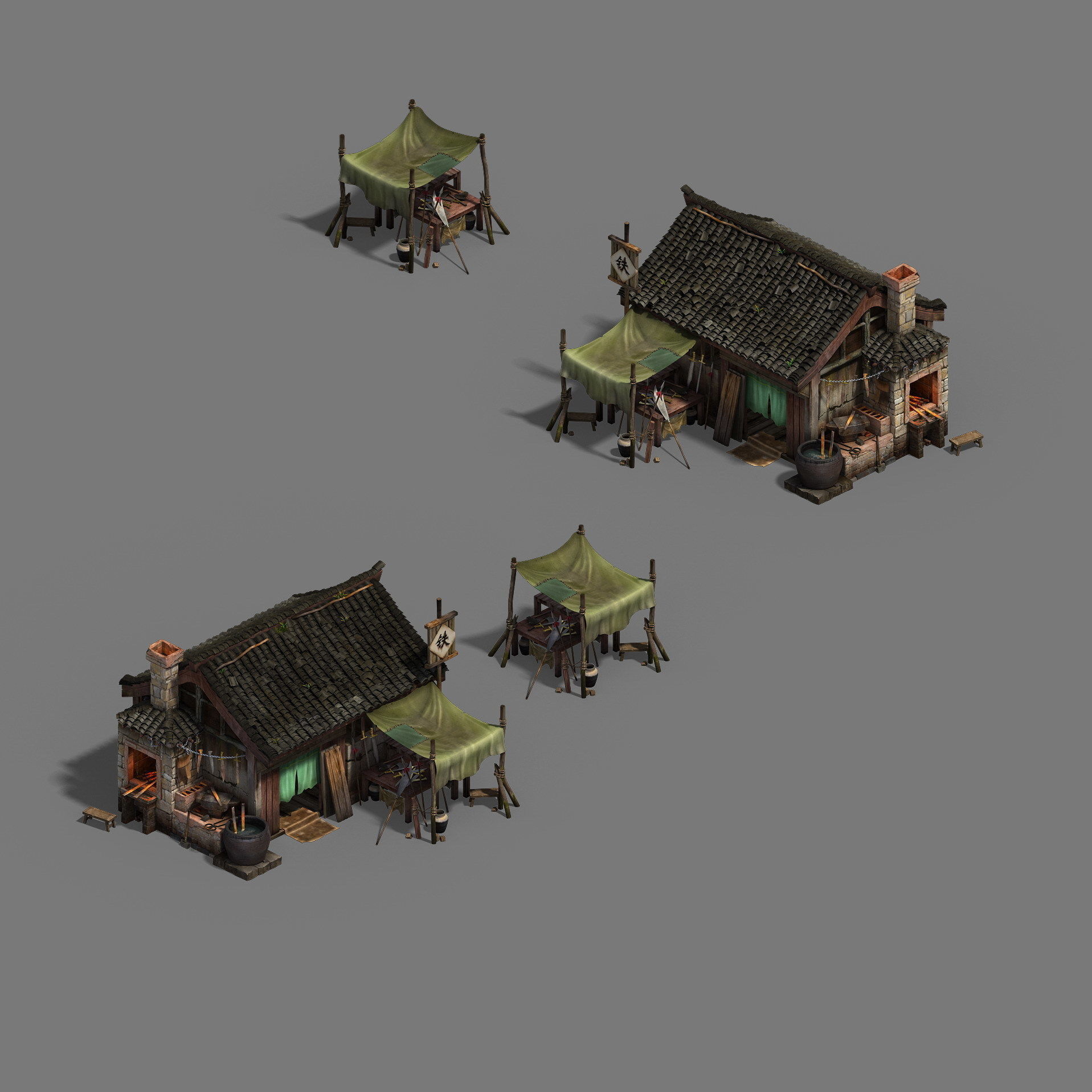 Ordinary town - blacksmith shop 3D model_4