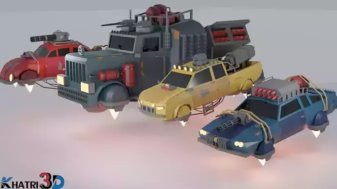 Scifi Car Collection Low Poly Free low-poly 3D model