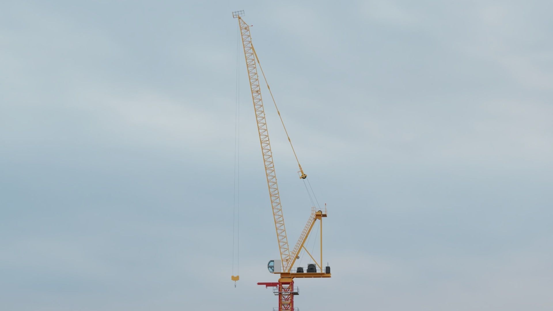 Luffing Jib Tower Crane 2 with External Climbing Frame 3D model_2