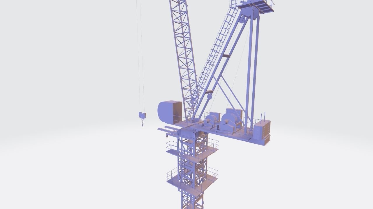 Luffing Jib Tower Crane 2 with External Climbing Frame 3D model_17