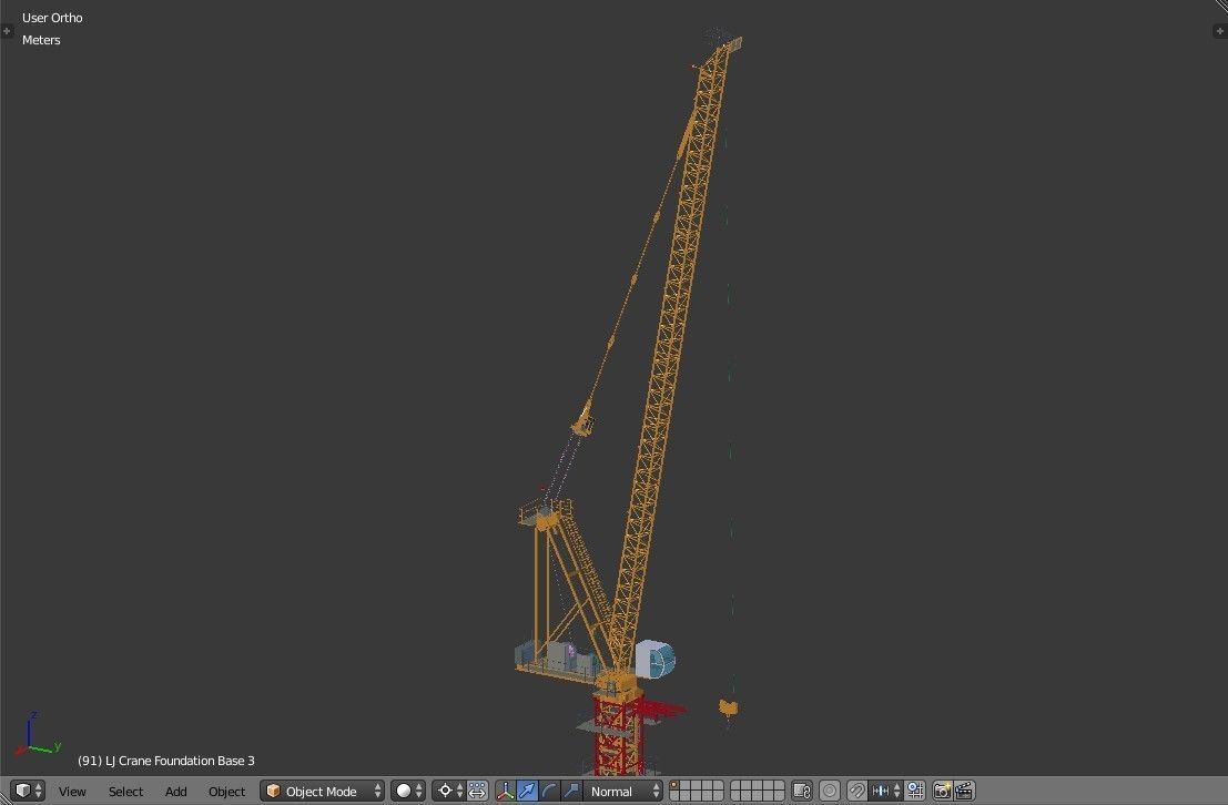 Luffing Jib Tower Crane 2 with External Climbing Frame 3D model_18