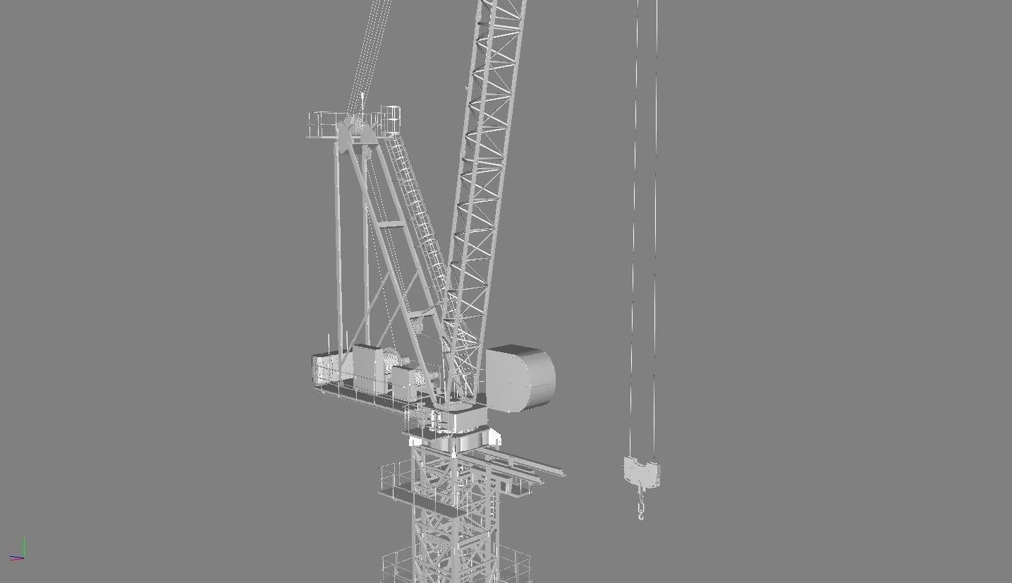 Luffing Jib Tower Crane 2 with External Climbing Frame 3D model_22