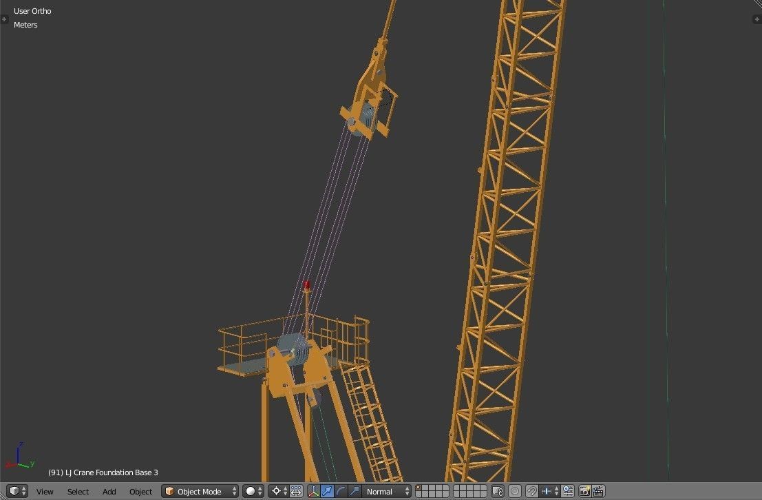 Luffing Jib Tower Crane 2 with External Climbing Frame 3D model_20