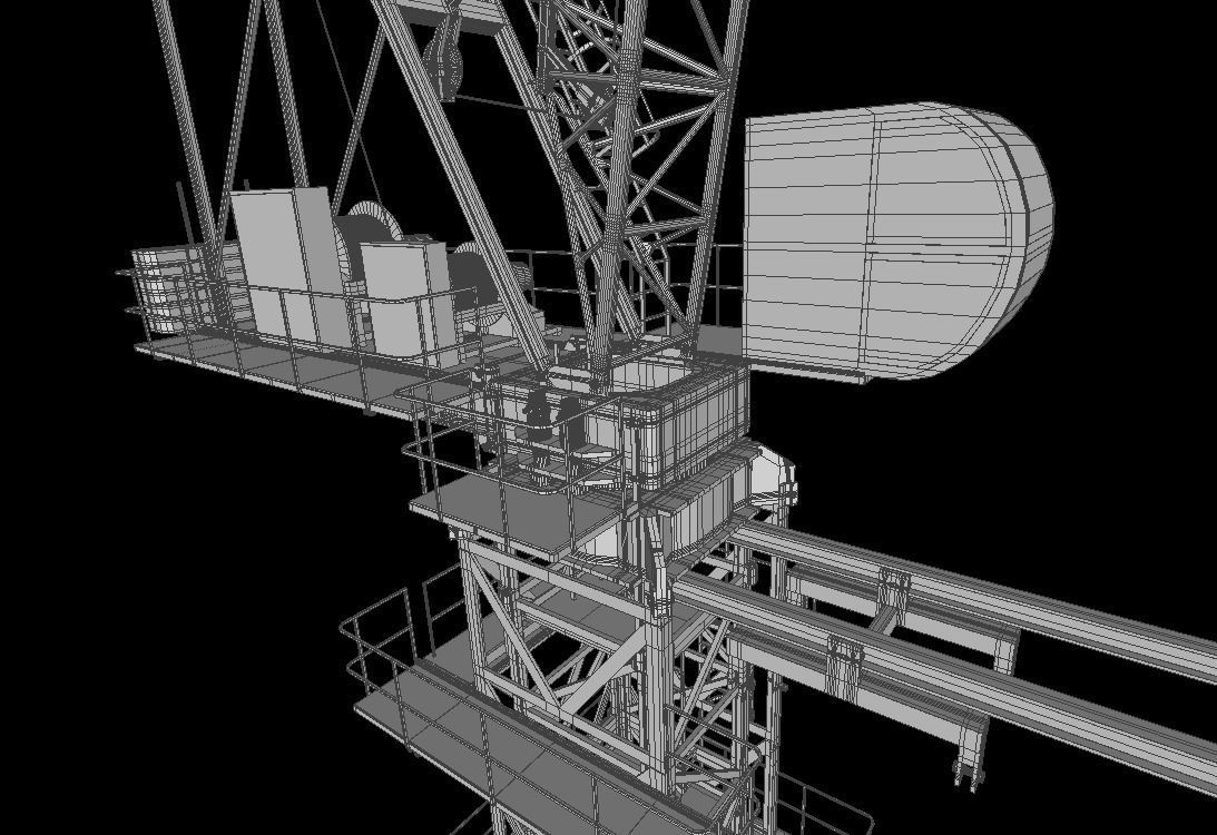 Luffing Jib Tower Crane 2 with External Climbing Frame 3D model_10