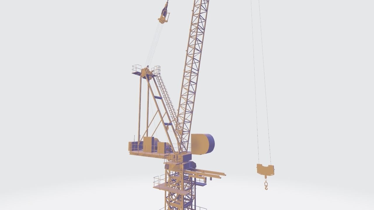 Luffing Jib Tower Crane 2 with External Climbing Frame 3D model_14