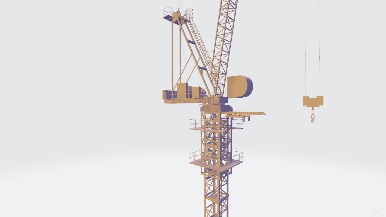 Luffing Jib Tower Crane 2 with External Climbing Frame 3D model_16