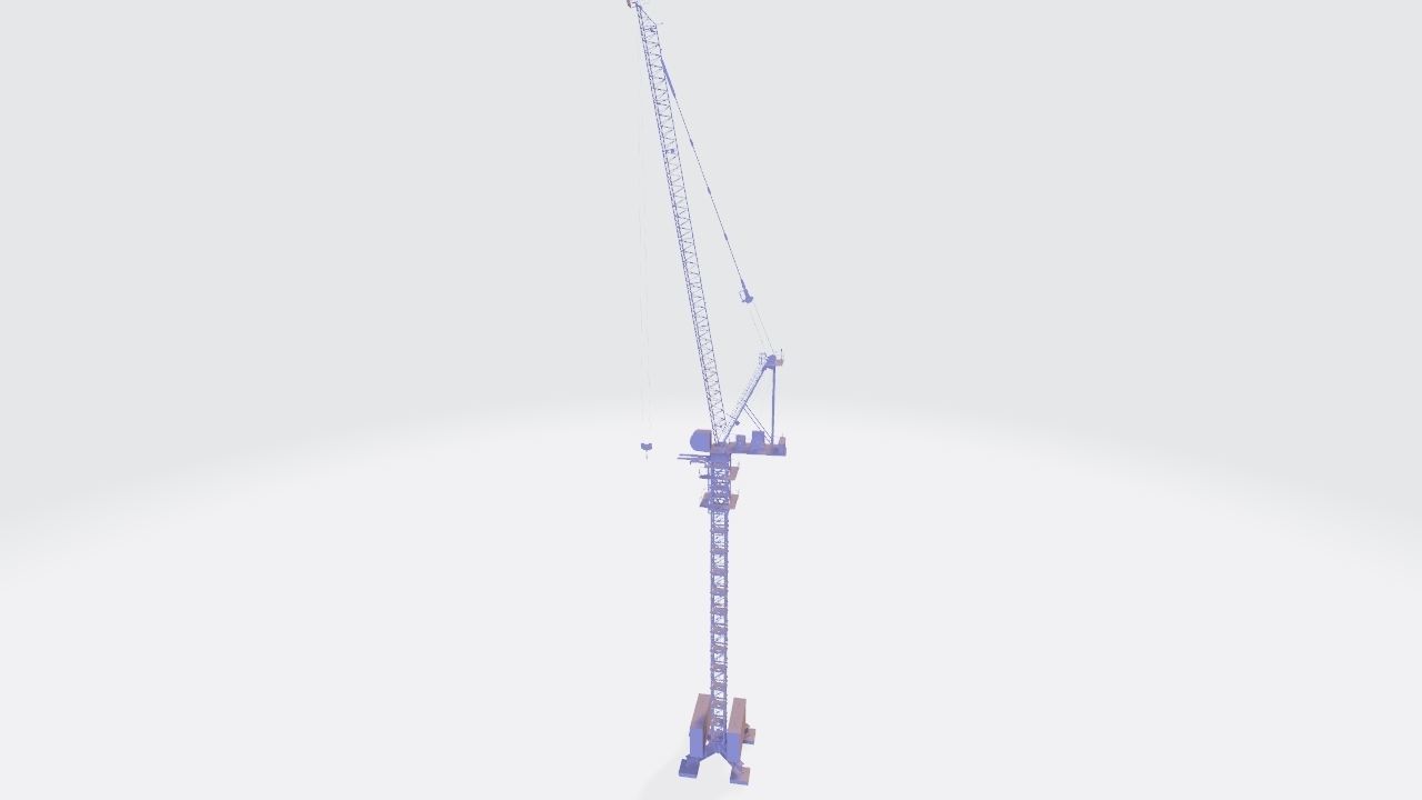 Luffing Jib Tower Crane 2 with External Climbing Frame 3D model_13