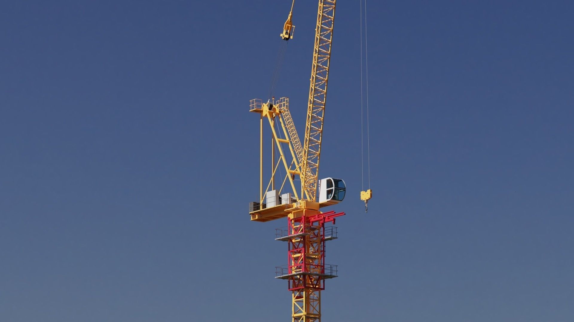 Luffing Jib Tower Crane 2 with External Climbing Frame 3D model_5