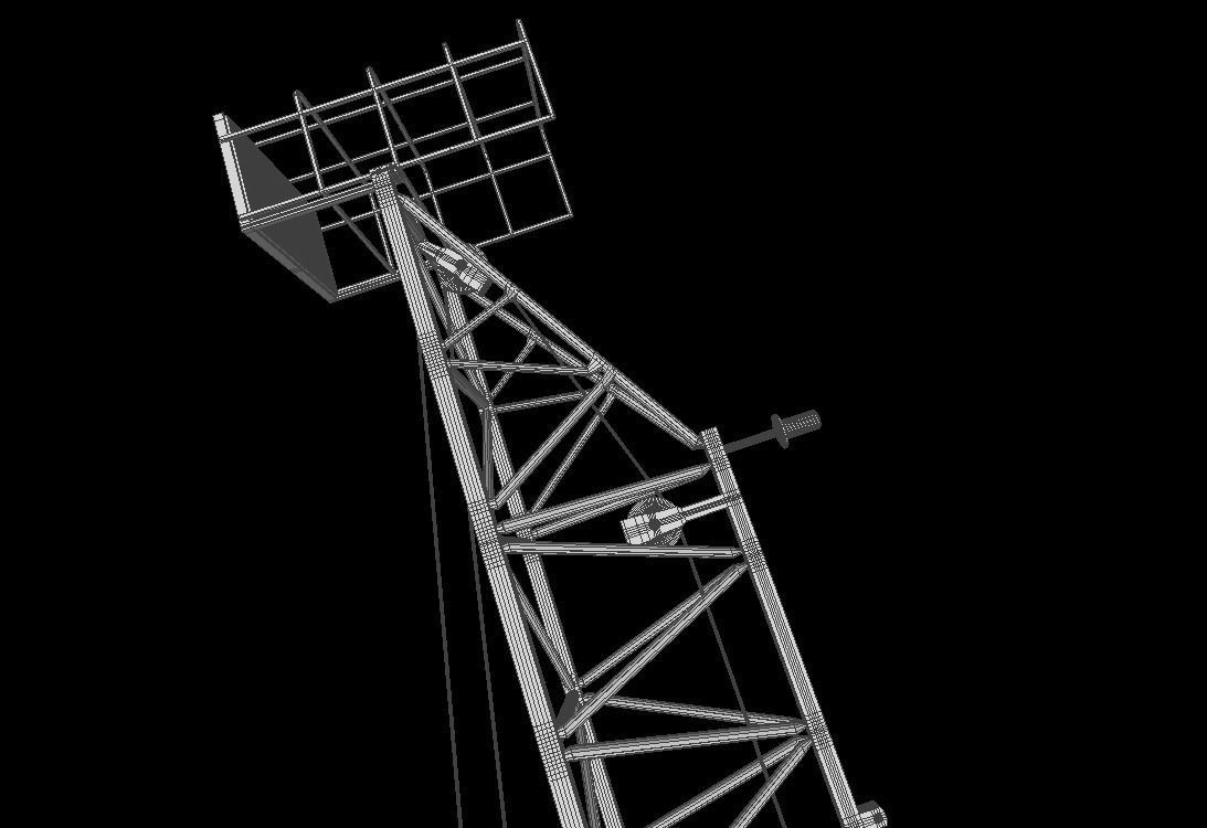 Luffing Jib Tower Crane 2 with External Climbing Frame 3D model_11