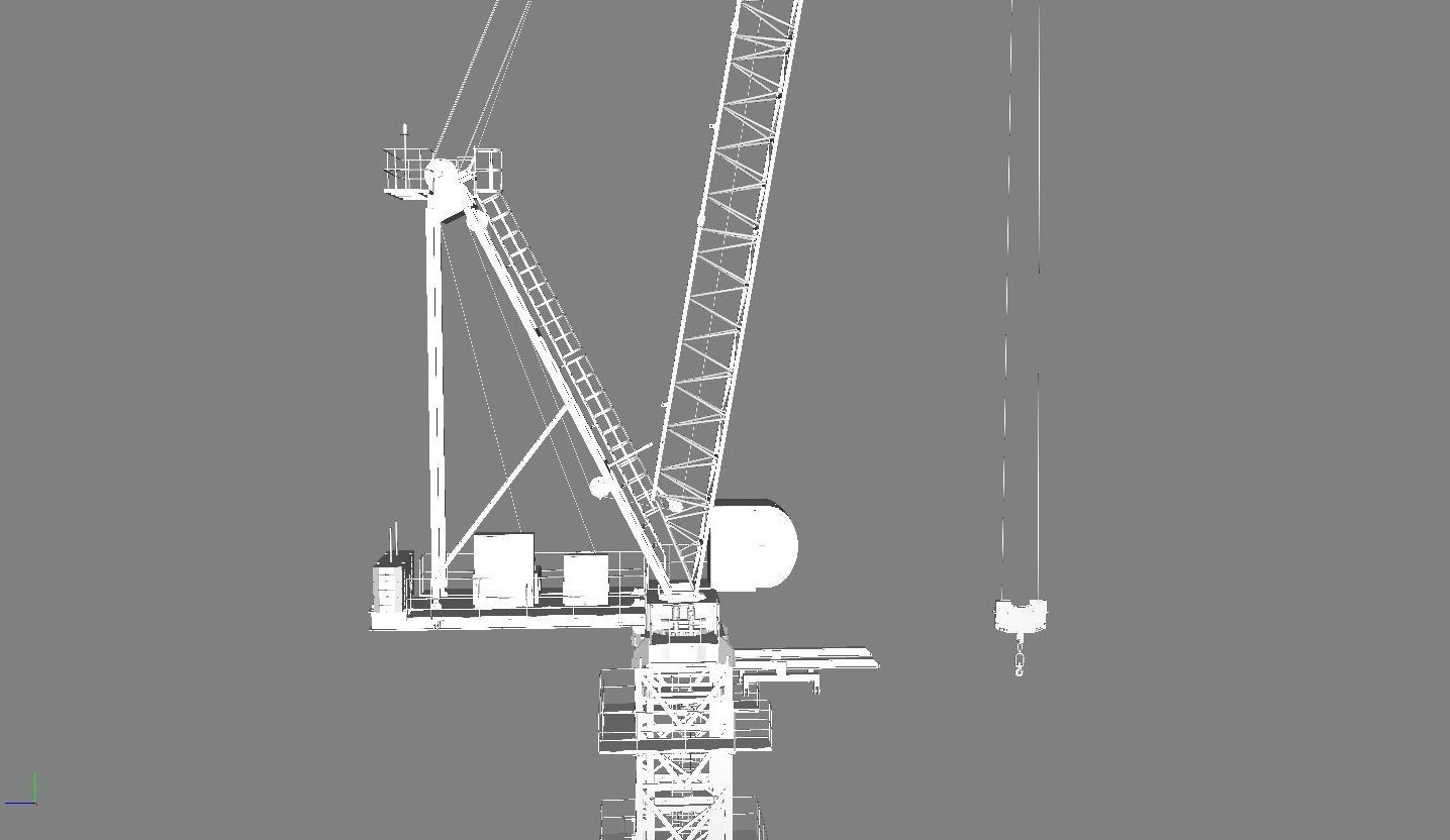 Luffing Jib Tower Crane 2 with External Climbing Frame 3D model_24
