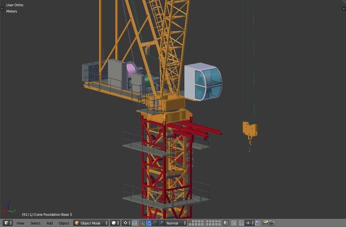 Luffing Jib Tower Crane 2 with External Climbing Frame 3D model_19