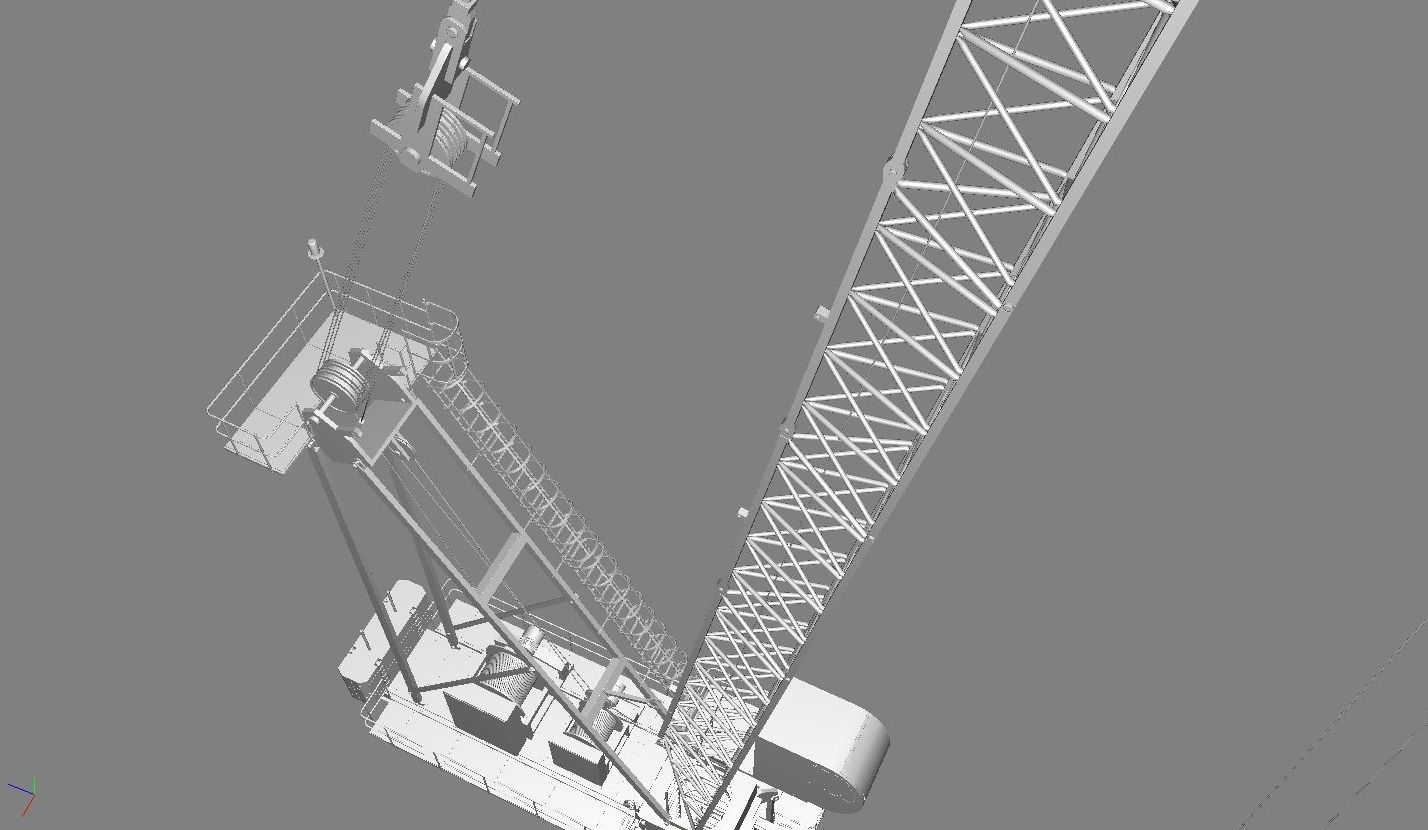 Luffing Jib Tower Crane 2 with External Climbing Frame 3D model_26