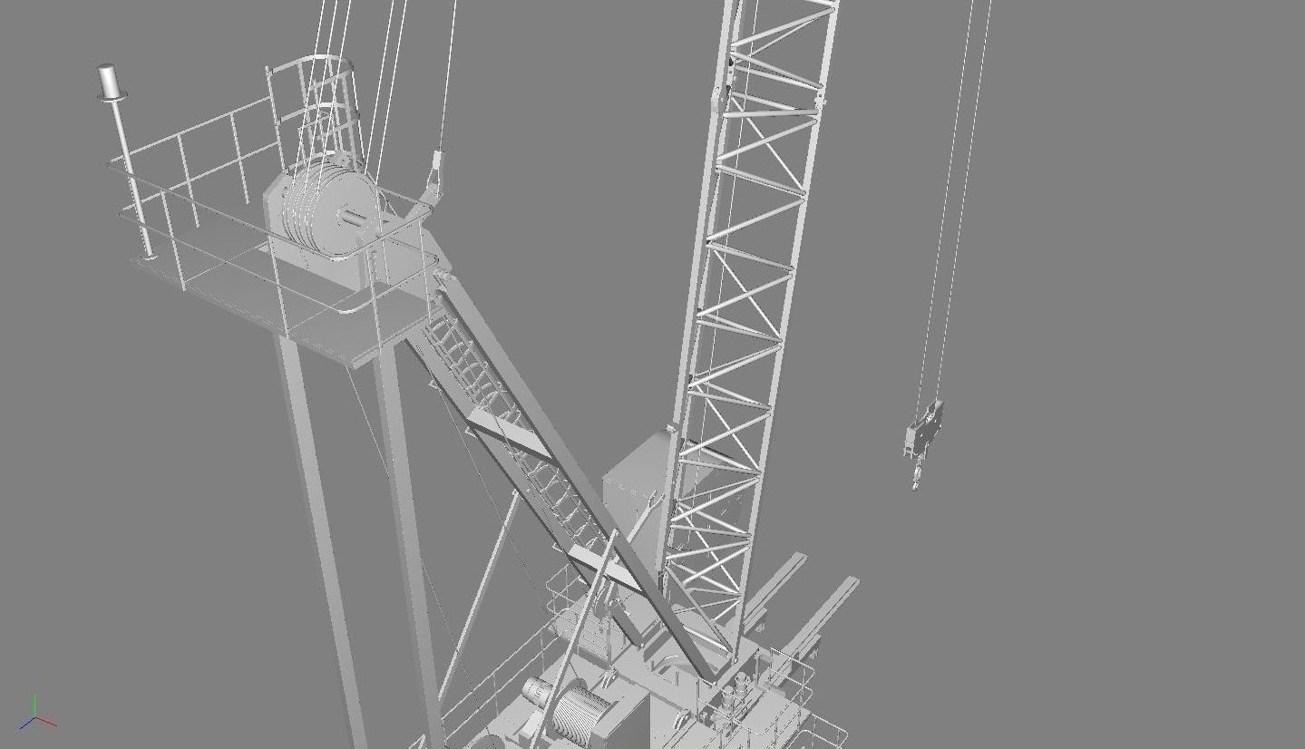 Luffing Jib Tower Crane 2 with External Climbing Frame 3D model_25