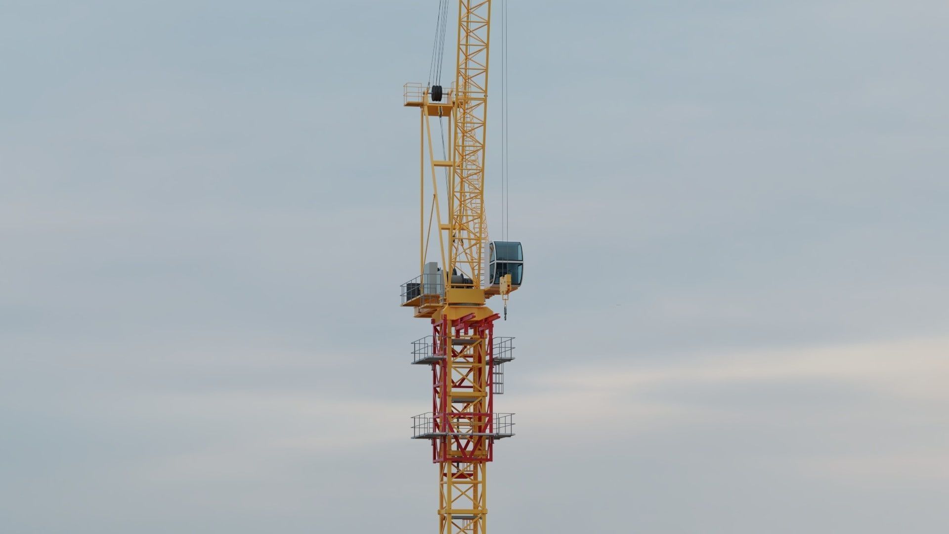 Luffing Jib Tower Crane 2 with External Climbing Frame 3D model_8