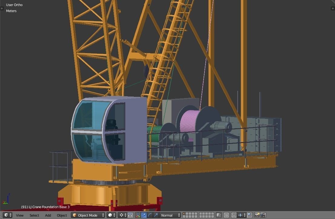 Luffing Jib Tower Crane 2 with External Climbing Frame 3D model_21